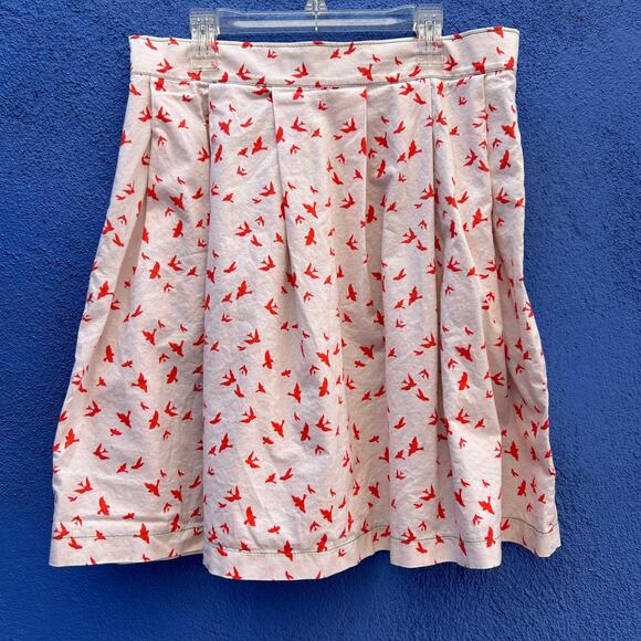 beebop and wally orange bird print pleated midi skirt - Picture 4 of 6